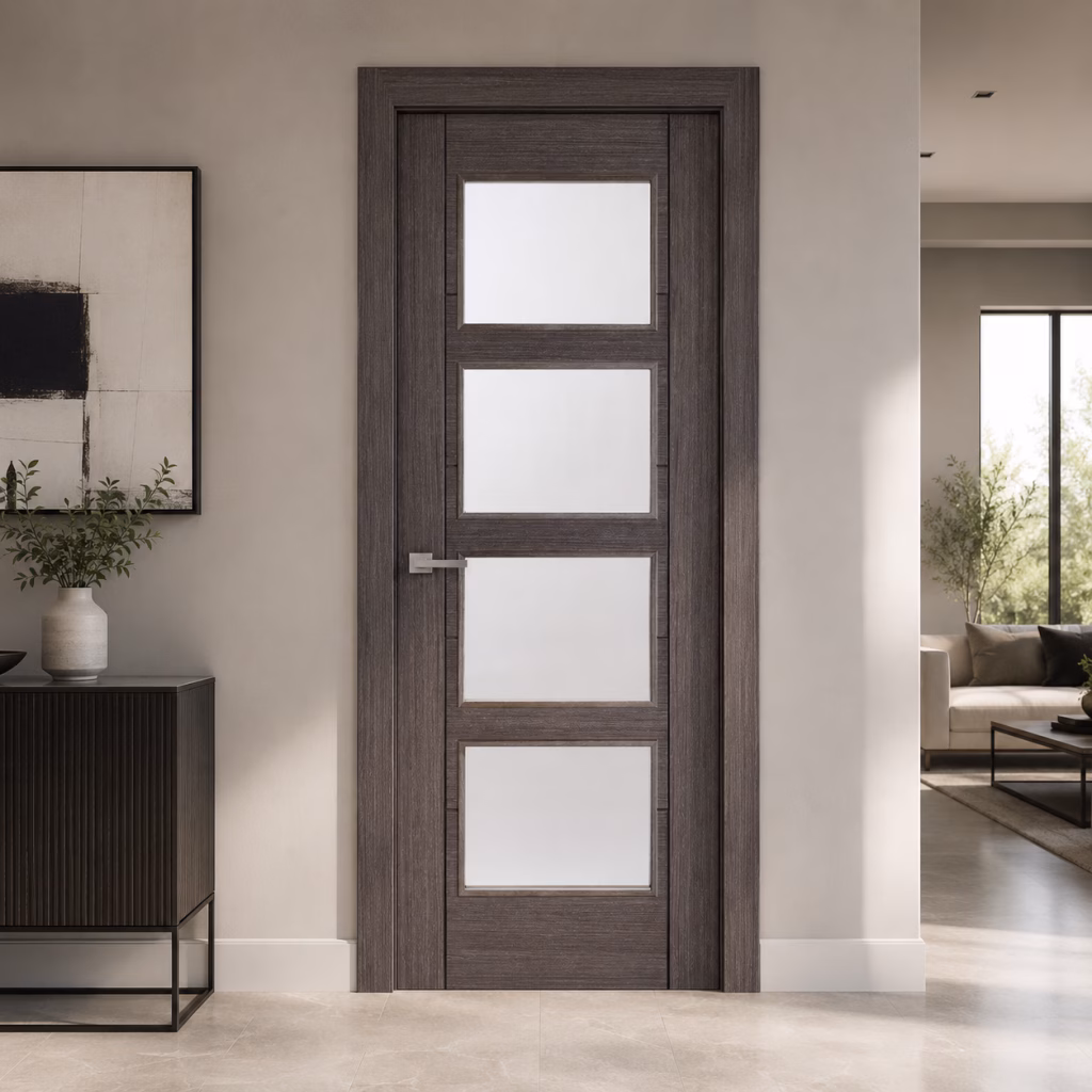 LPD Vancouver Ash Grey 4 Lite Clear Glazed Pre-Finished Internal Door Lifestyle