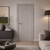 LPD Vancouver Light Grey 5 Panel Ladder Pre-Finished Oak Veneer Internal Door Lifestyle
