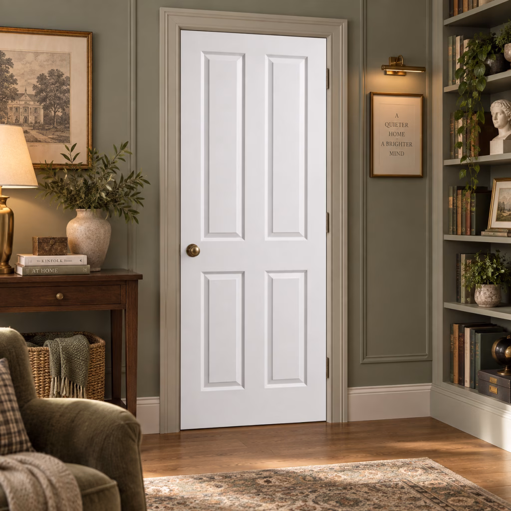 LPD White Primed Textured 4P Raised Panel Textured White Internal Door