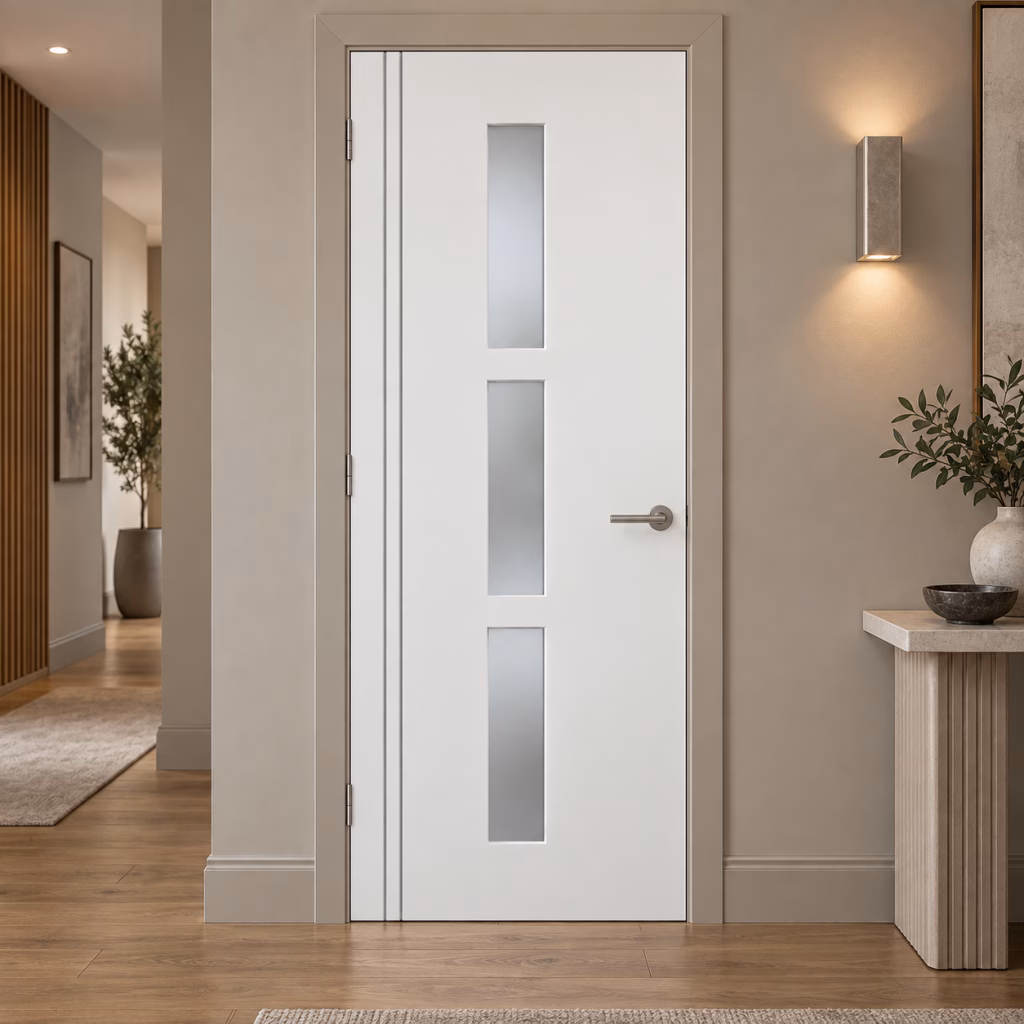 LPD White Sierra Blanco 3L Frosted Glazed Pre-Finished White Internal Door