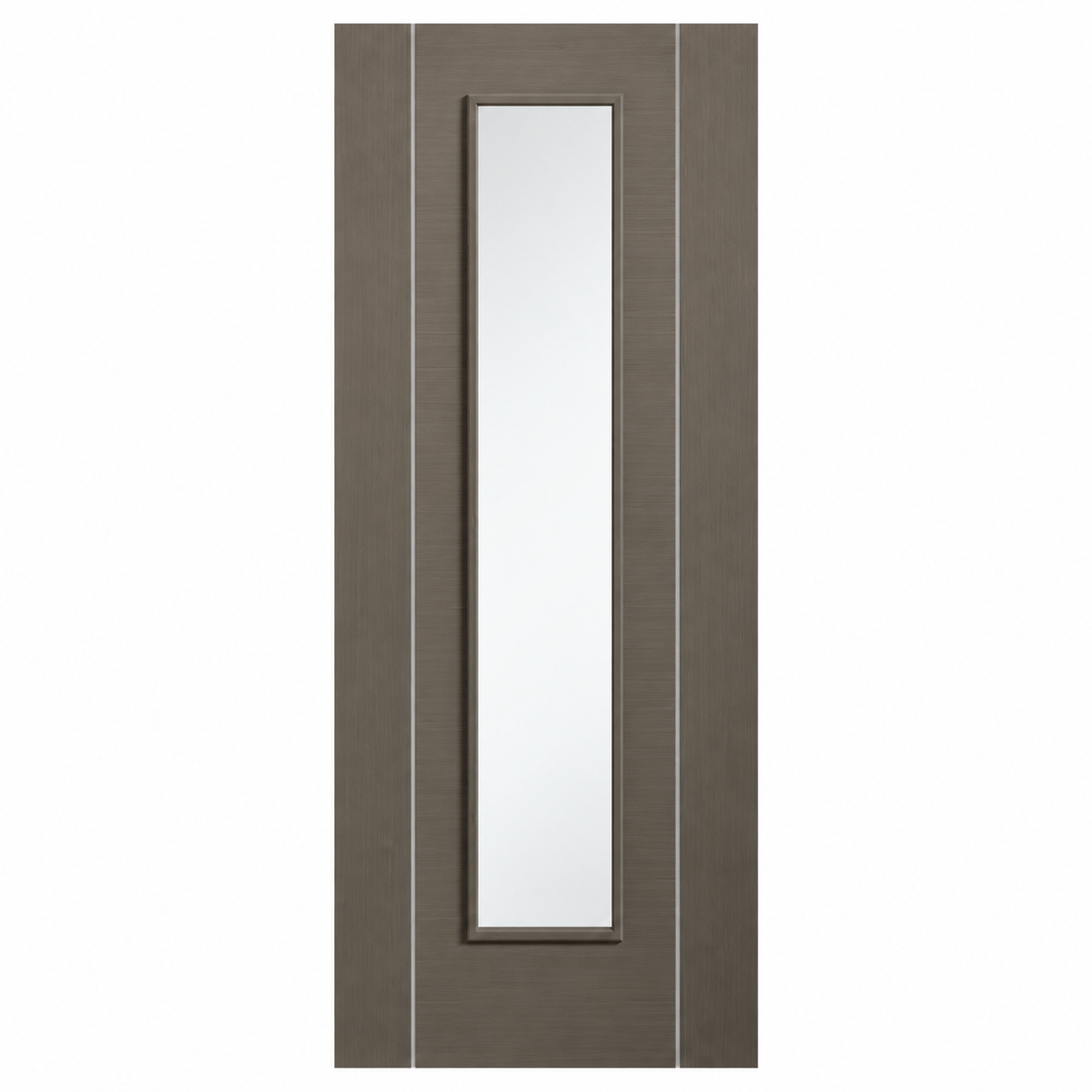LPD Alcaraz Chocolate Grey Long Light Clear Glazed Aluminium Inlay Pre-finished Internal Door