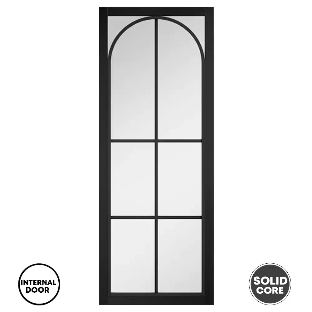 LPD Black Astoria Clear Glazed Internal Pre-finished Door
