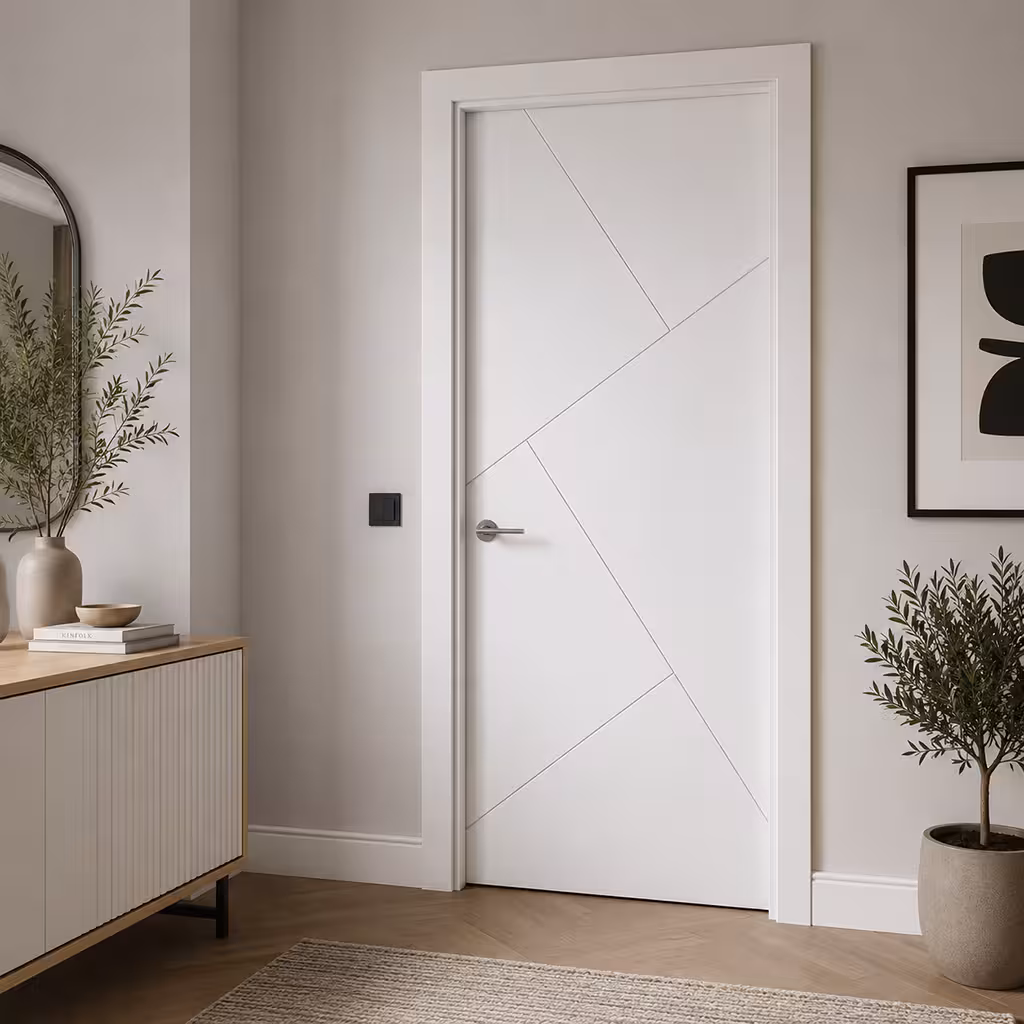 LPD Dover White Geometric Grooved Primed Internal Door Lifestyal