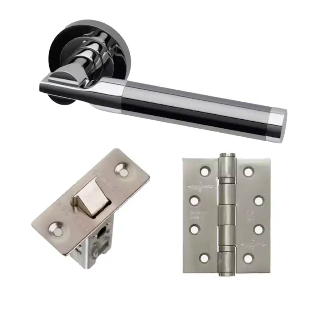 LPD Ironmongery Polished/Black Chrome Vega Door Handle Hardware Pack