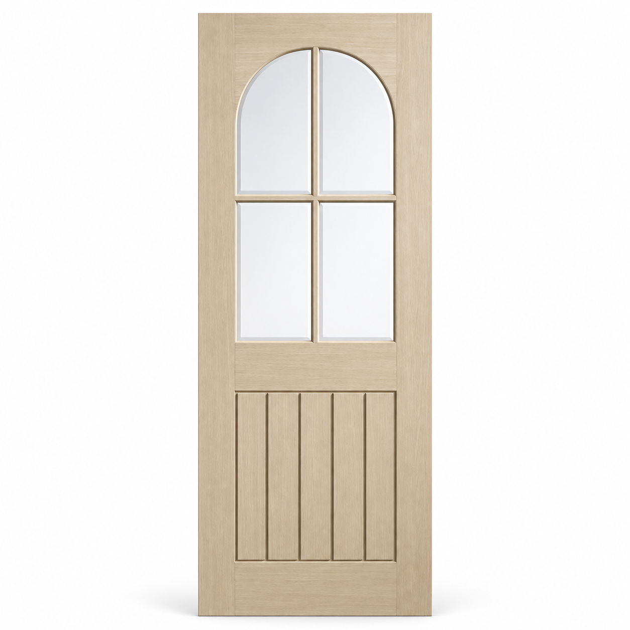 LPD Mexicano Blonde Oak Arched Square Top Clear Bevelled Glazed Square-Cut Vertical Grooves Pre-finished Wood Veneer Internal Door