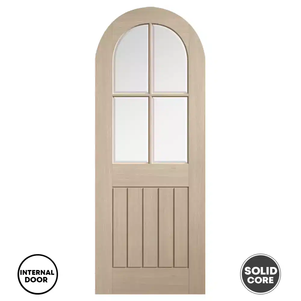 LPD Internal Mexicano Door Oak Arched Glazed Blonde