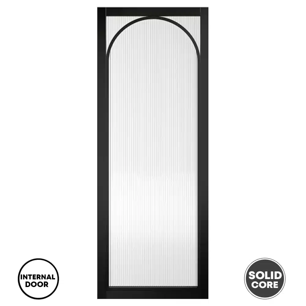 LPD Reeded Glazed Black Internal Door Melrose Pre-finished New