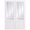 LPD Downham White Primed 9L Clear Glazed Rebated Internal Door Pair