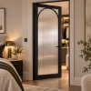 LPD Melrose Black Arched Frame Reeded Glazed Smooth Pre-Finished Internal Door