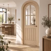 LPD Mexicano Blonde Oak Arched Clear Bevelled Glazed Vertical Panel Pre-finished Blonde Oak Veneer Internal Door lifestyle