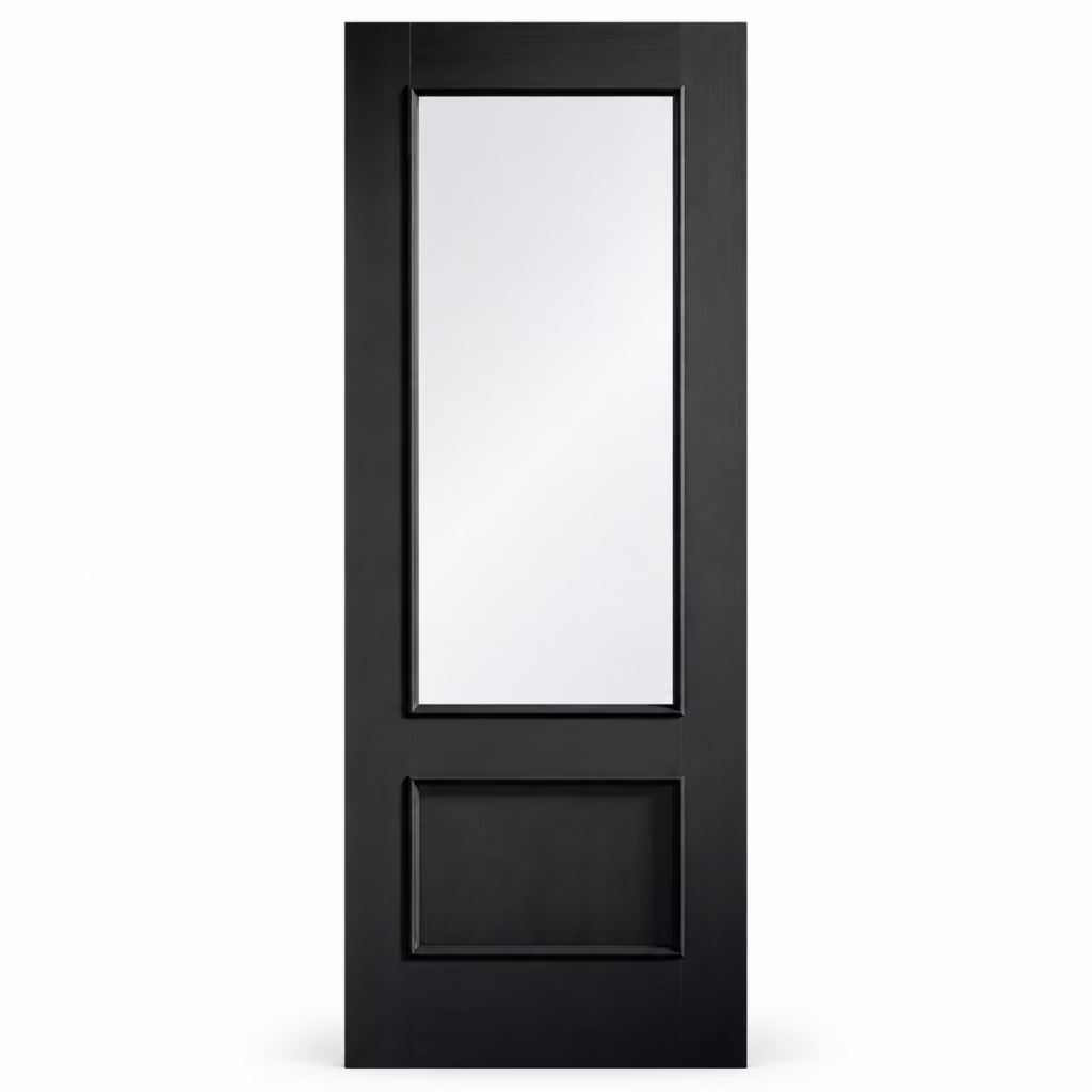 LPD Murcia Charcoal Black Full Height Clear Glazed Raised Mouldings Pre-finished Black Wood Veneer Internal Door