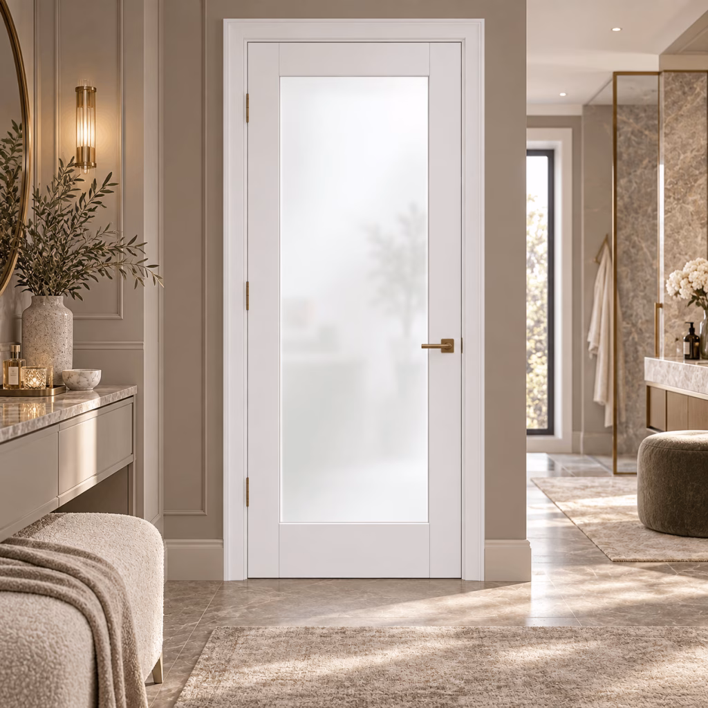 LPD Pattern 10 White Primed 1L Frosted Glazed Centre Panel Internal Door