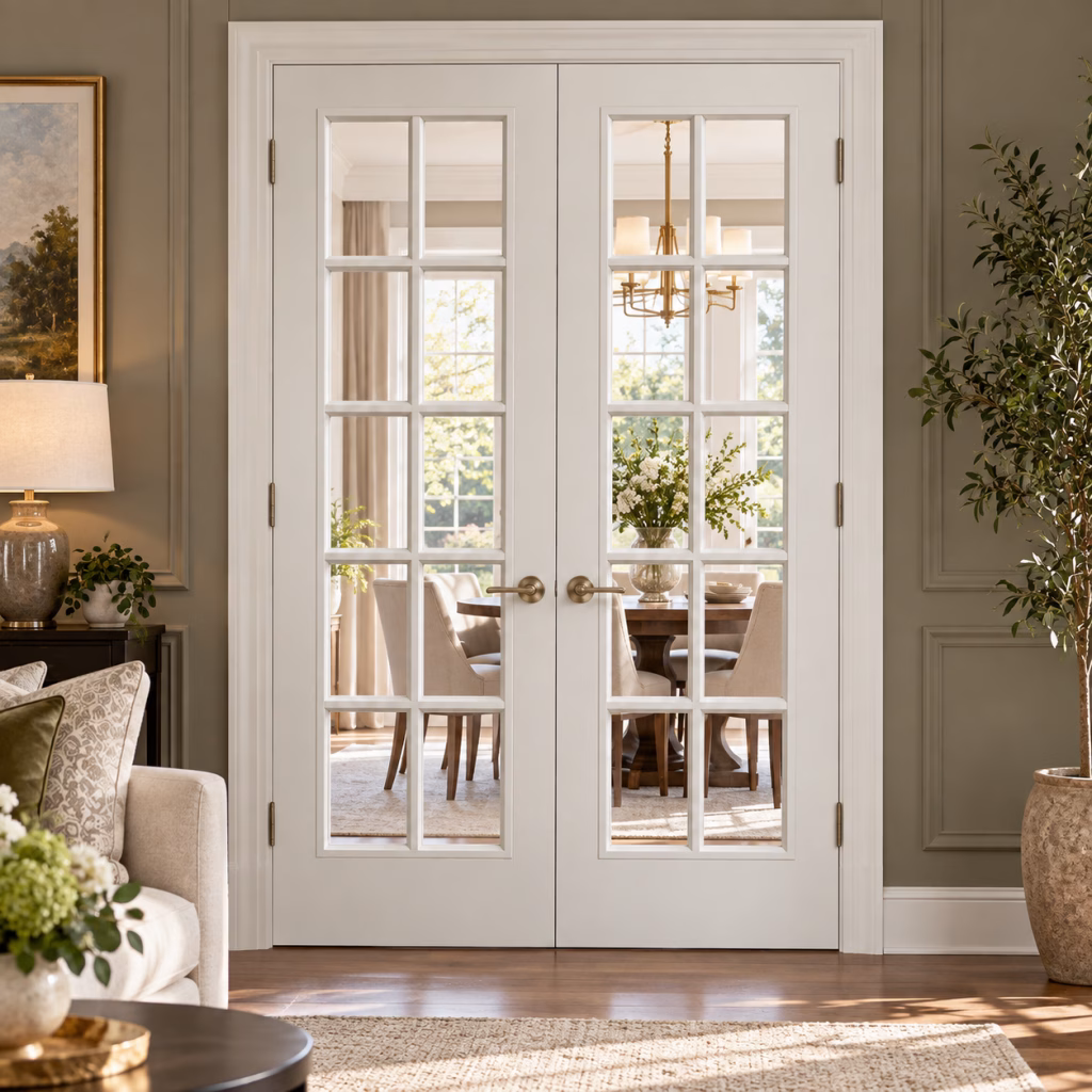LPD SA 20L White Primed Moulded Clear Glazed Rebated Left-Hand Pull Textured Internal Door Pair
