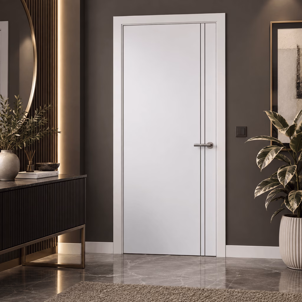 LPD Sierra Blanco White 2 Vertical Bars Pre-finished Composite Internal Door