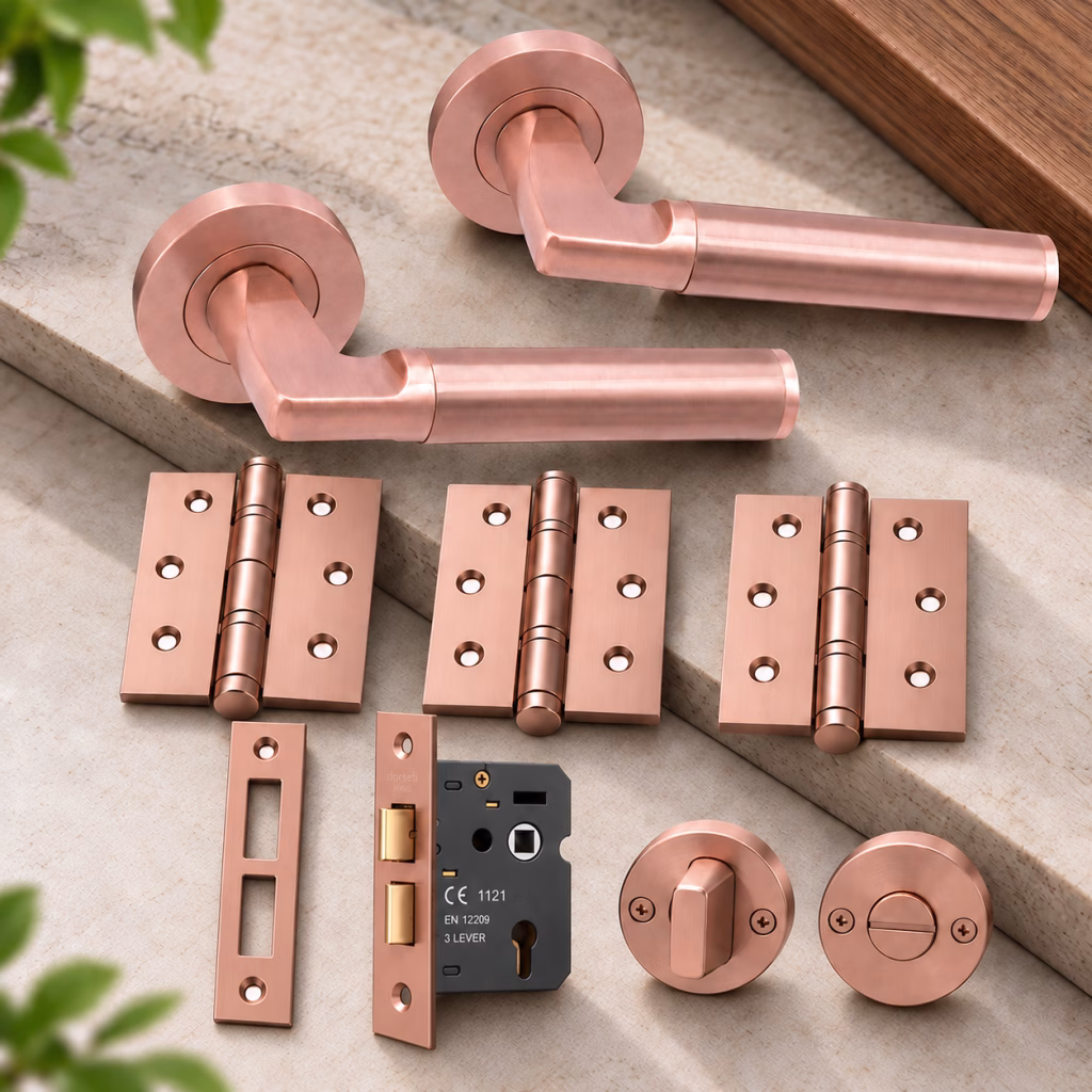 LPD Verona Rose Gold Tone Privacy Pre-Finished Handle Pack