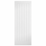 LPD Mexicano White Primed 5 Vertical Panel Square Cut Grooves Solid Engineered Internal Door