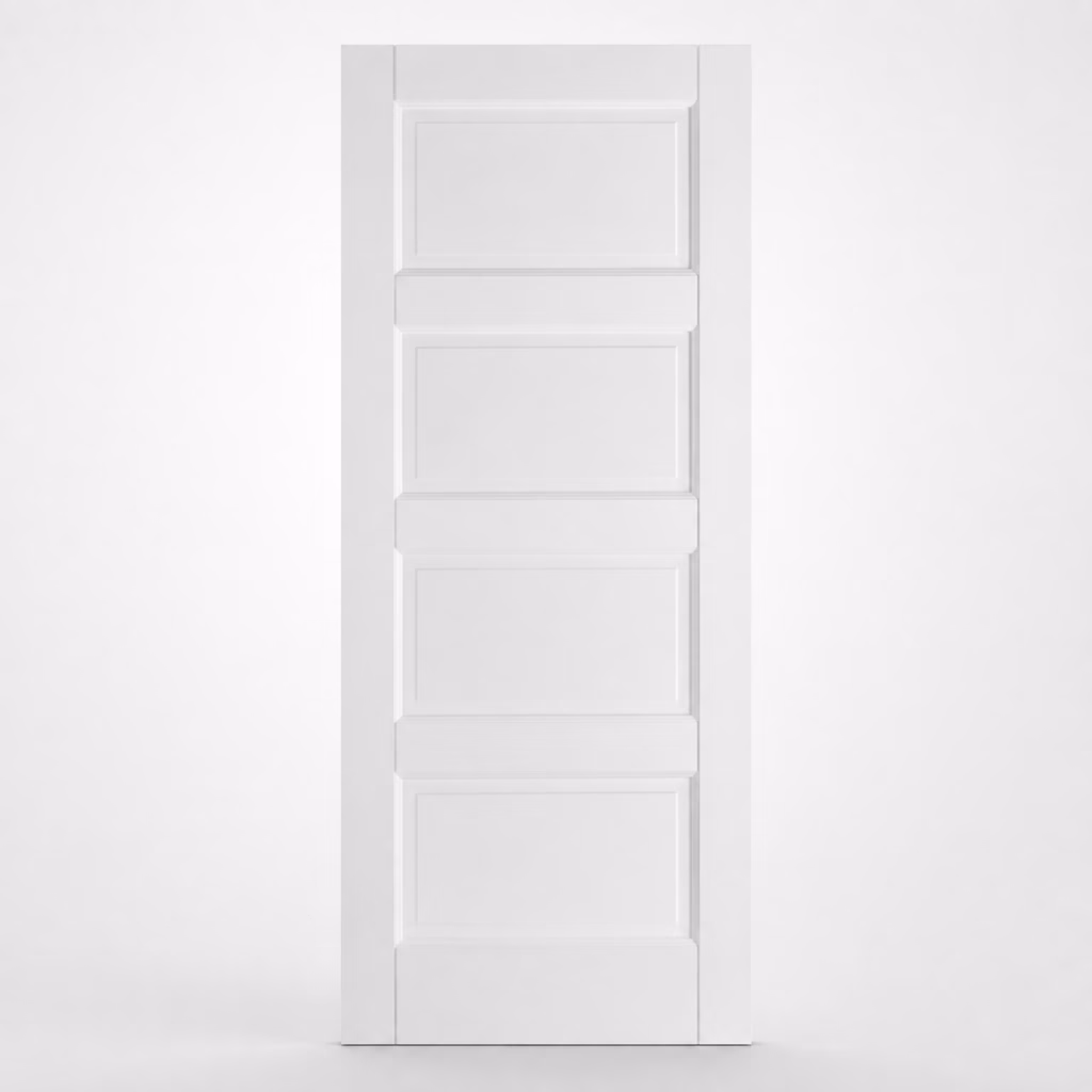 LPD Contemporary White Primed 4 Raised Shaped Panels Solid Engineered Internal Door