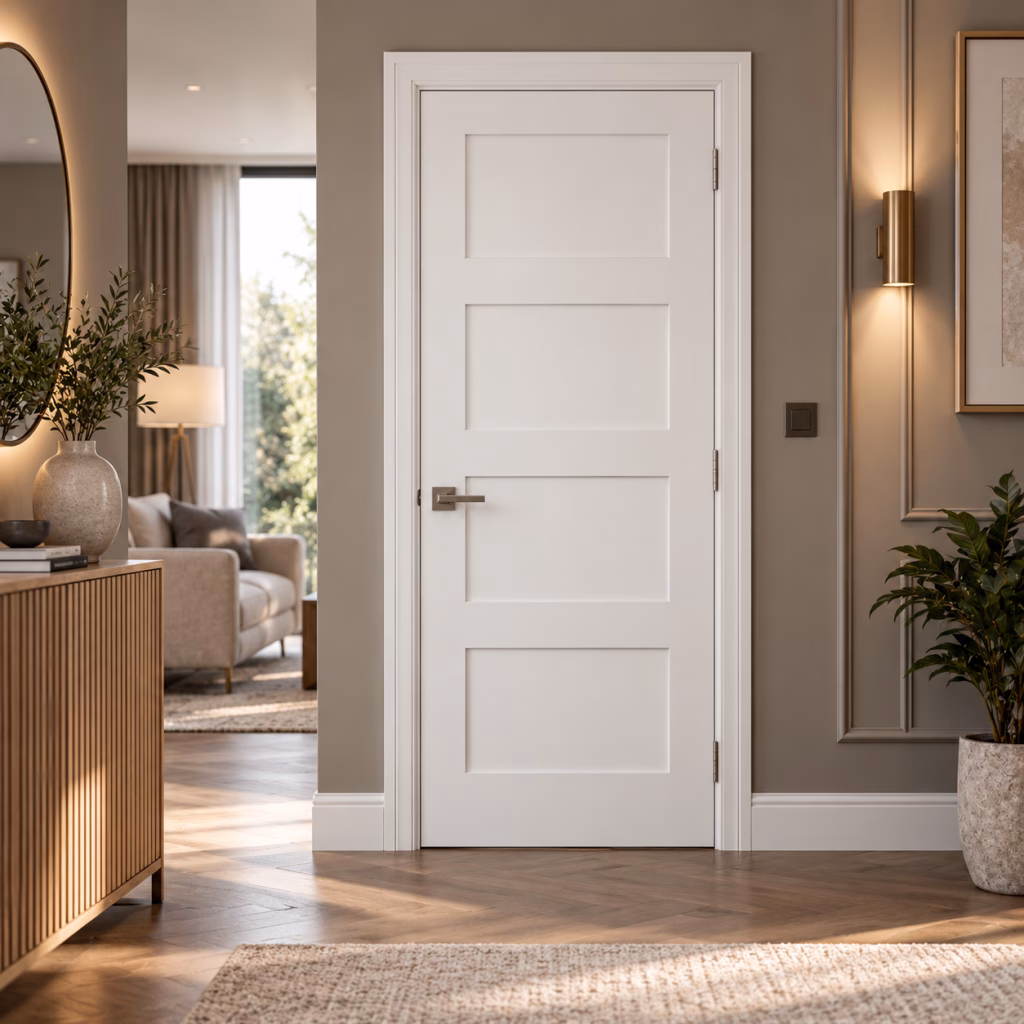 LPD Shaker 4P White Primed 4 Equal-Sized Panel Internal Door lifestyle