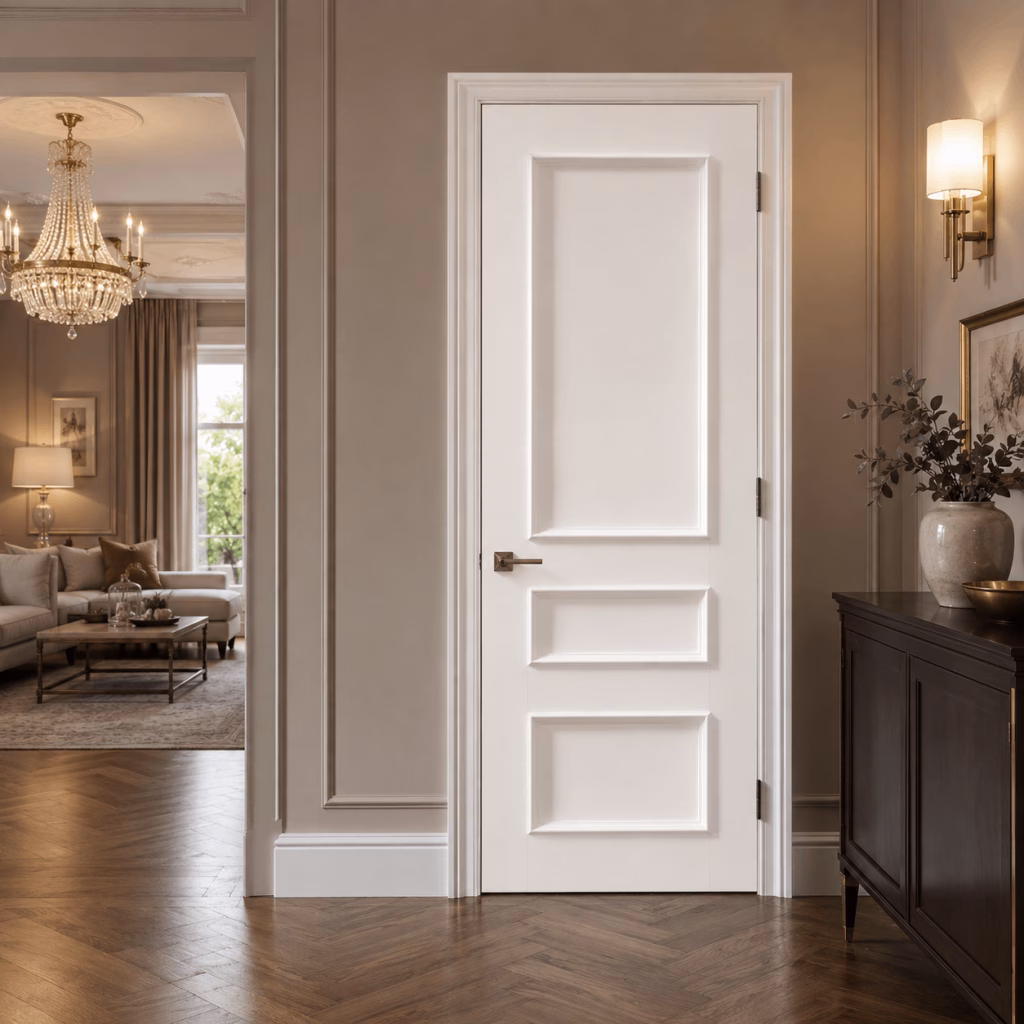 LPD Toledo White Primed 3 Panel Raised Bolection Mouldings Internal Door lifestyle