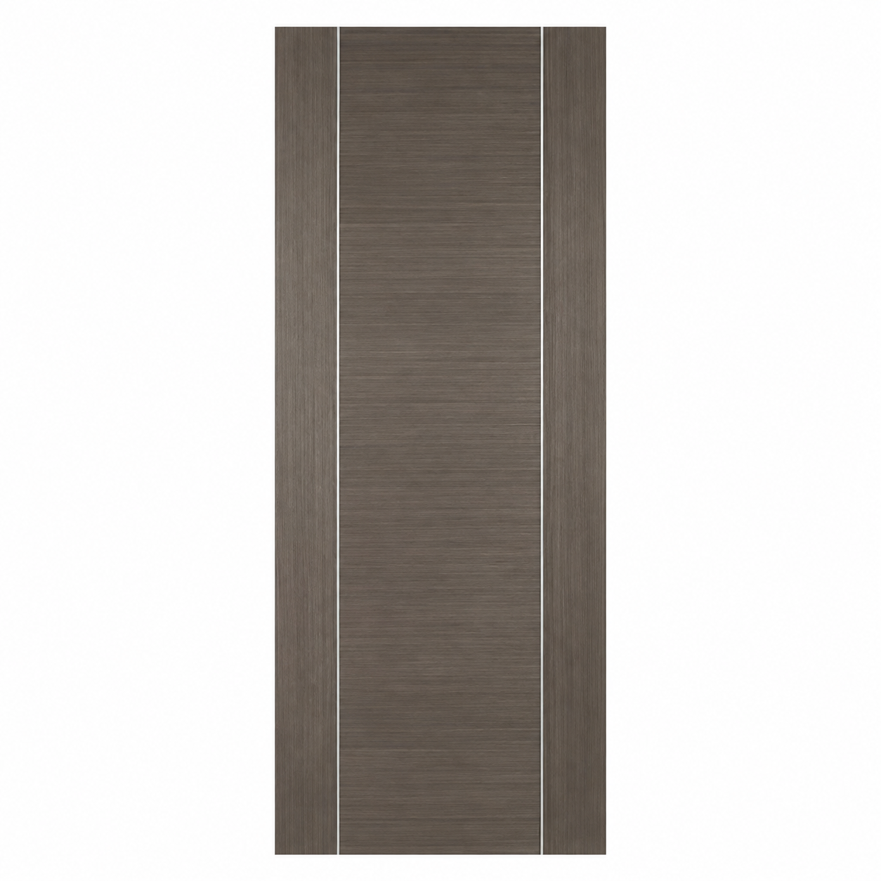 LPD Alcaraz Chocolate Grey Flush Contemporary Vertical Aluminium Inlays Solid Engineered Pre-Finished Internal Door