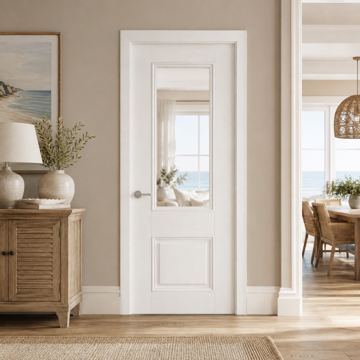 LPD Arnhem White Primed White Grain Glazed 1L Solid Engineered Internal Door lifestyle