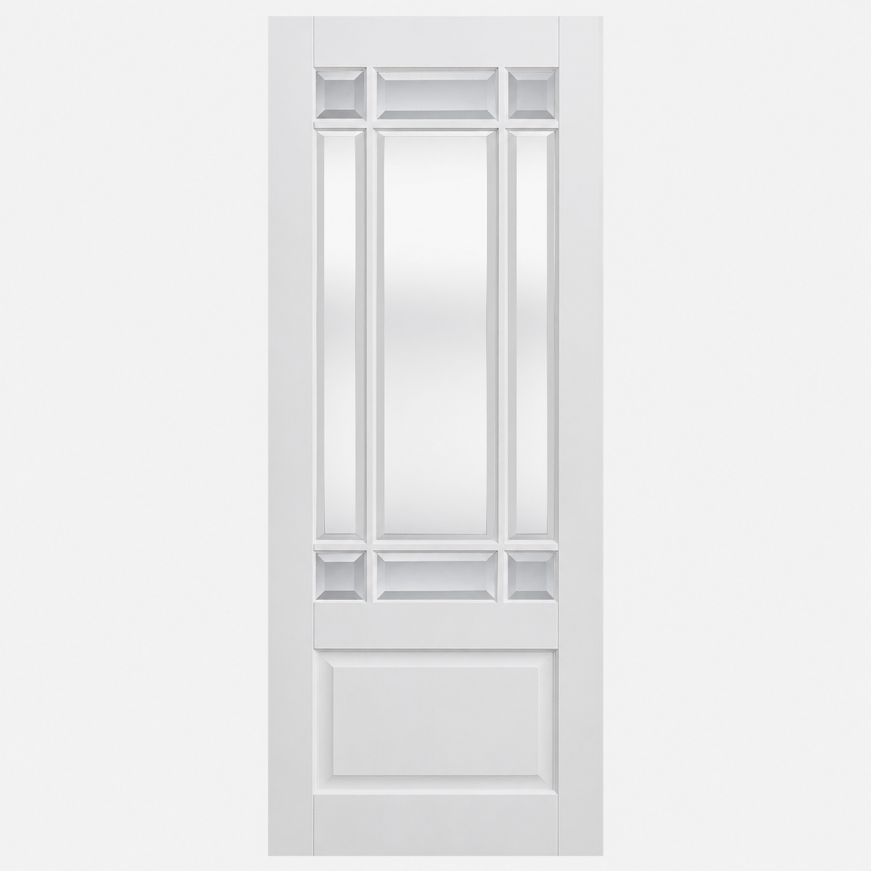 LPD Doors Downham White Primed Clear Bevelled Glazed 9L Moulded Composite Pre-Finished Internal Door