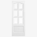LPD Doors Kent White Primed Moulded Smooth 6L Clear Glazed Solid Engineered Core Internal Door