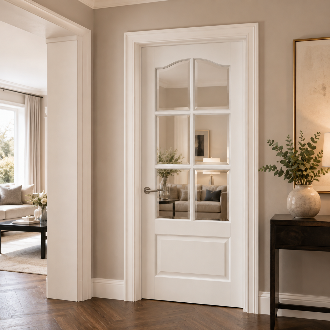 LPD Doors Kent White Primed Moulded Smooth 6L Clear Glazed Solid Engineered Core Internal Door lifestyle