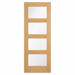 LPD Doors Oak Shaker 4L Clear Glazed Solid Engineered Core Unfinished Oak Internal Door