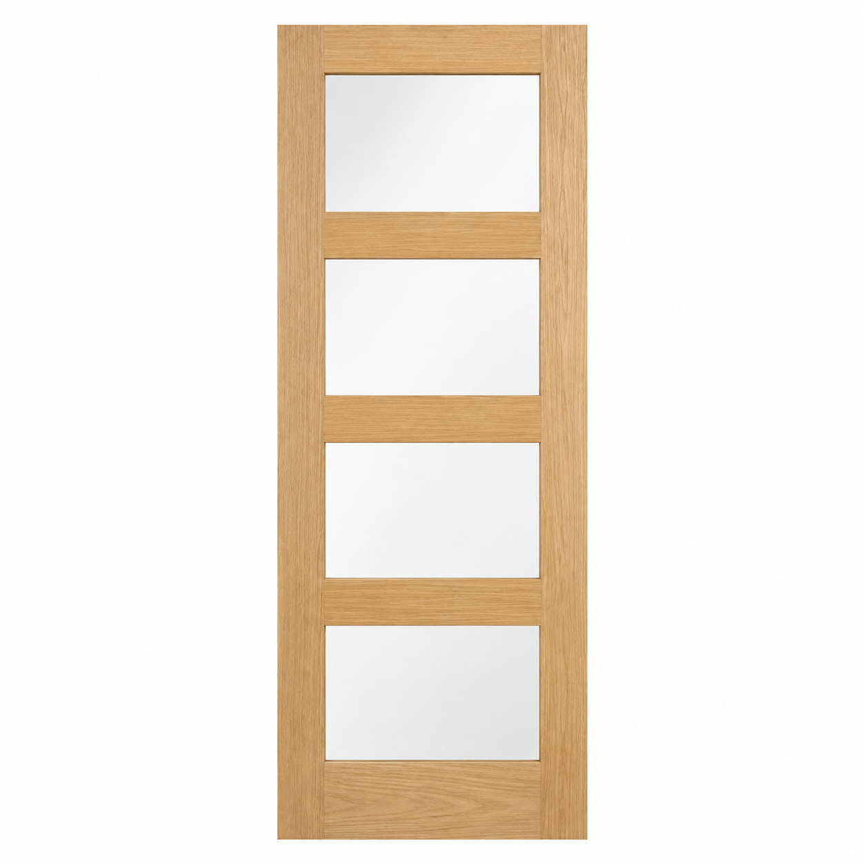 LPD Doors Oak Shaker 4L Clear Glazed Solid Engineered Core Unfinished Oak Internal Door