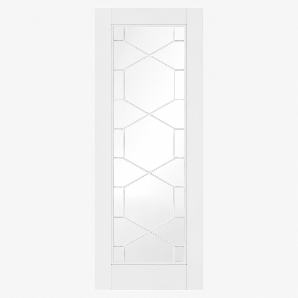 LPD Doors Orly White Primed Glazed Clear Glass Honeycomb Pattern Solid Engineered Core Internal Door