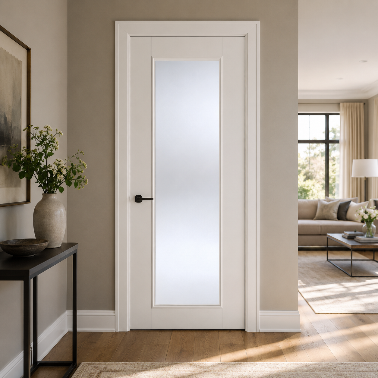 LPD Eindhoven White Primed Glazed 1L Solid Engineered Internal Door lifestyle