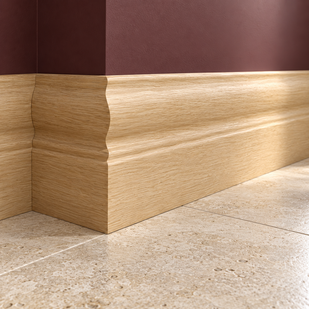 LPD Ferrol Oak Decorative Edge Unfinished Oak Veneer Skirting Board