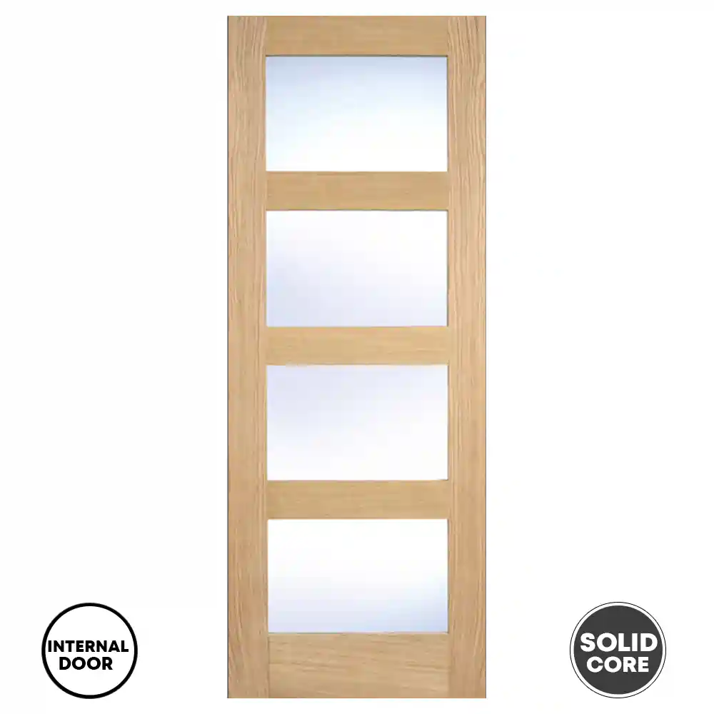 LPD Internal Door Glazed 4L Clear Oak Shaker Unfinished