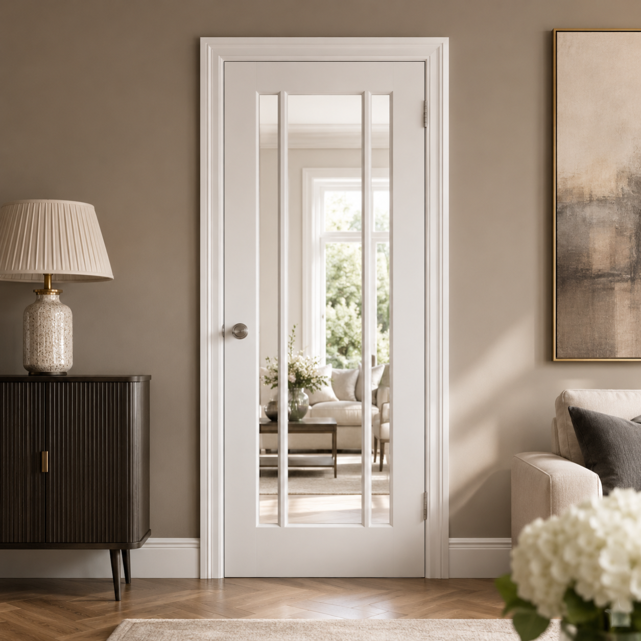 LPD Lincoln White Primed Glazed 3L Solid Engineered Internal Door lifestyle