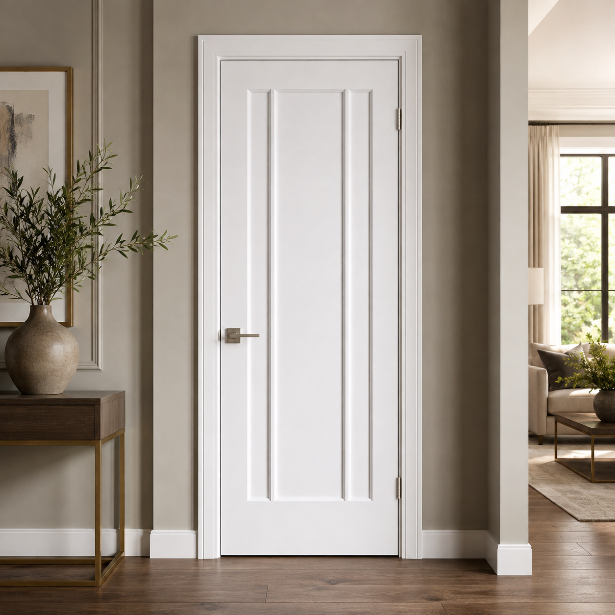 LPD Lincoln White Primed Large Inset Panel Decorative Vertical Bars Solid Engineered Internal Door lifestyle