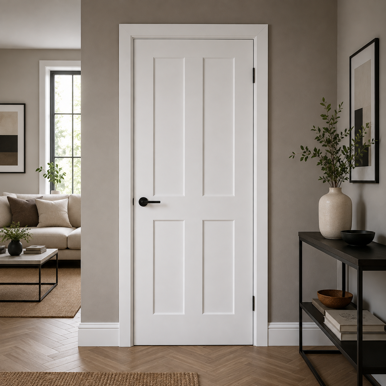 LPD London White Primed 4P Solid Engineered Internal Door lifestyle
