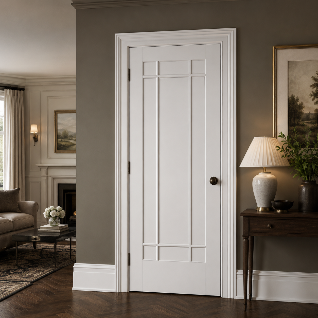 LPD Manhattan White Primed Nine Panel Decorative Beading Solid Engineered Internal Door lifestyle