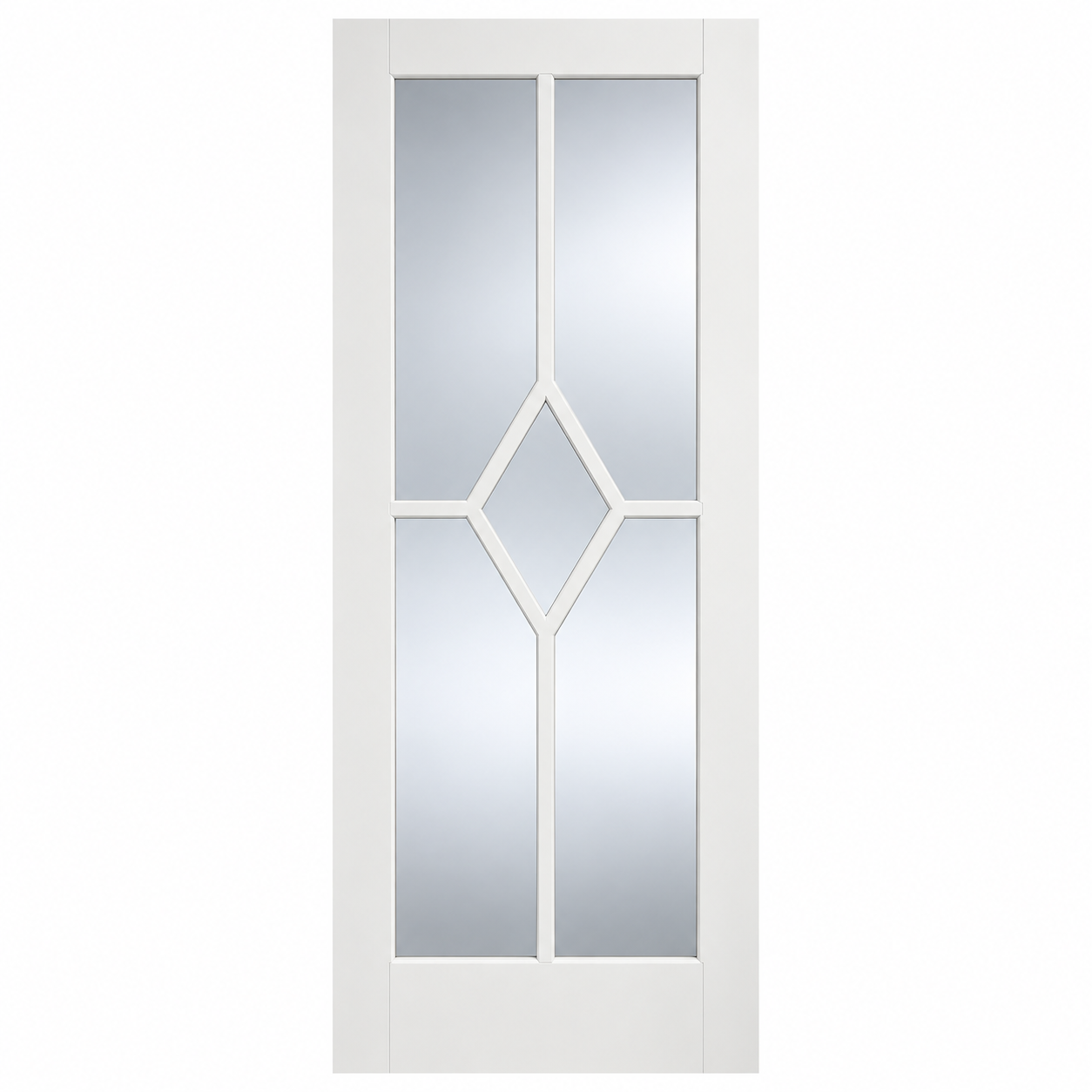 LPD Reims White Primed Clear Glazed Diamond Decorative Beading Smooth Internal Door