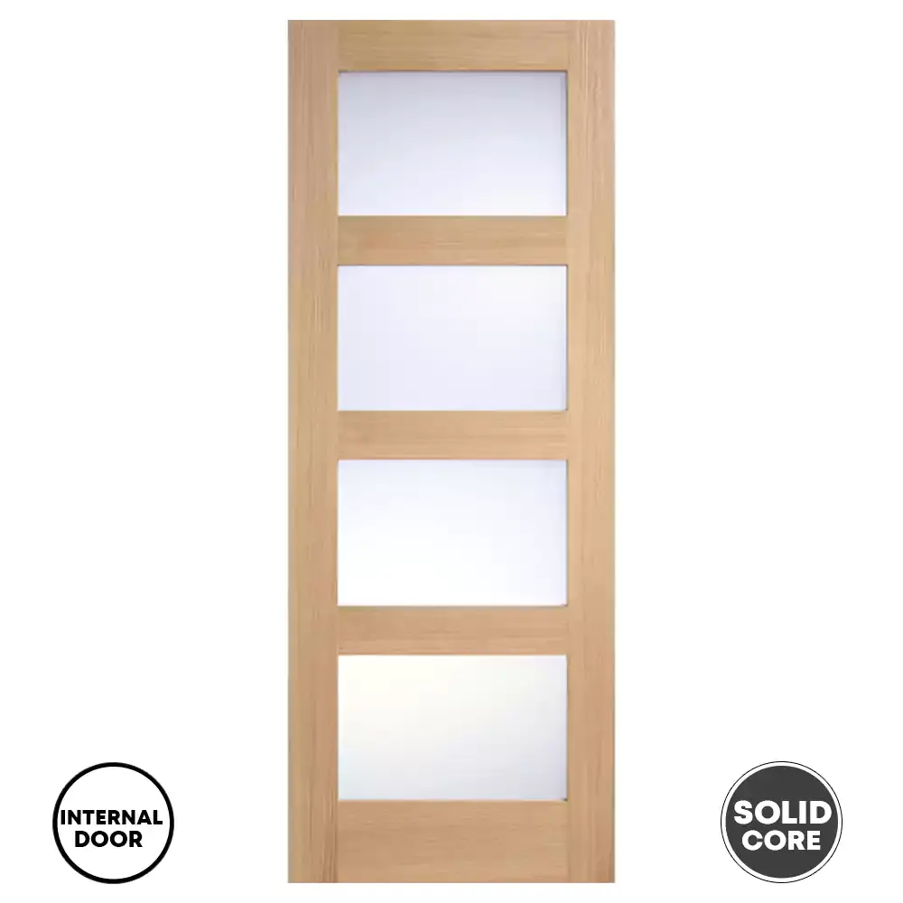 LPD Internal Glazed Door Shaker Frosted Unfinished - Oak