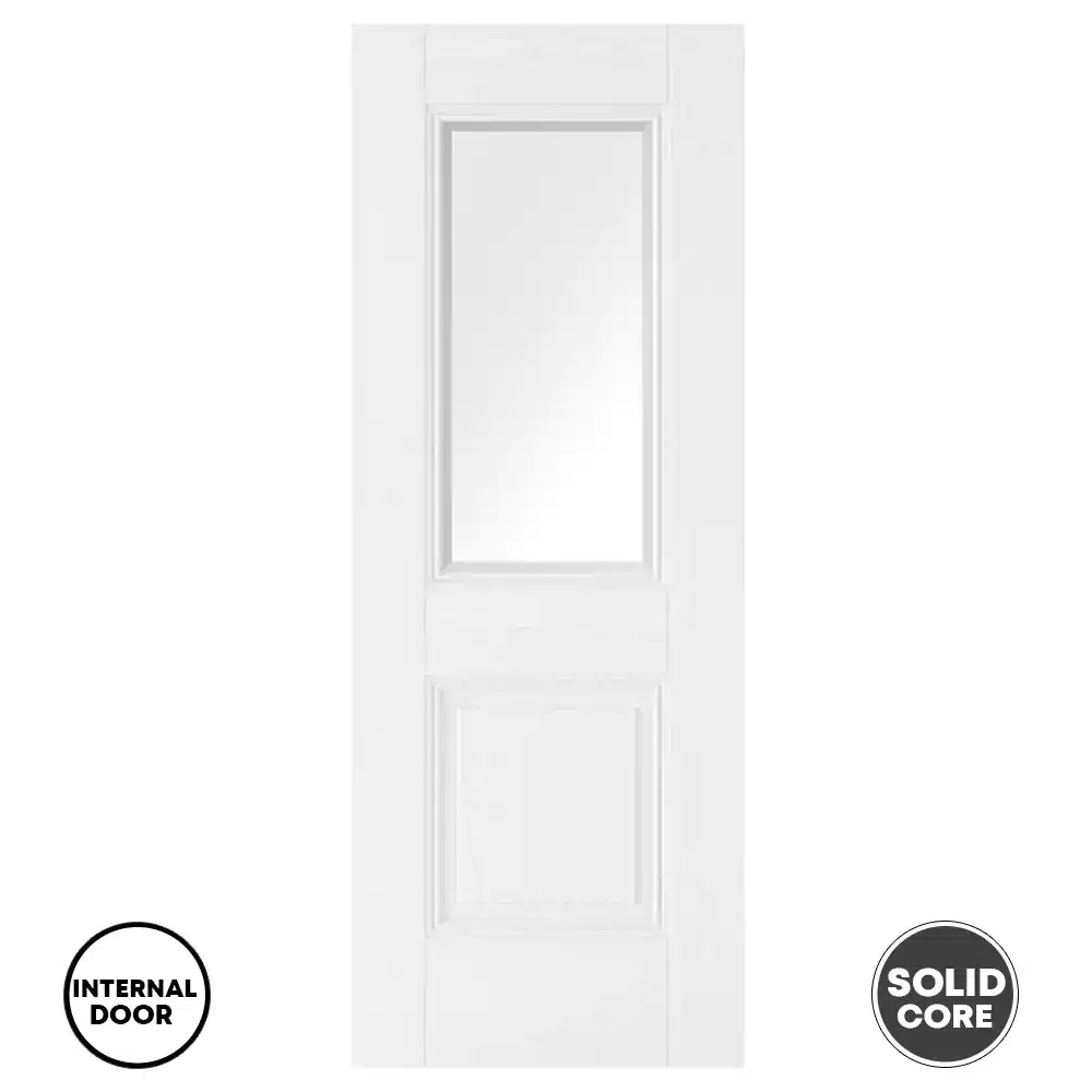 LPD Arnhem 1L Glazed Panel Internal Door Primed White Grain