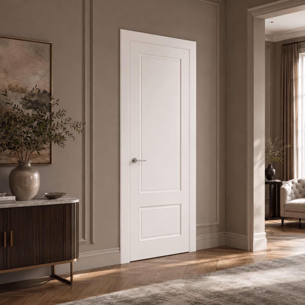 LPD Doors Brooklyn White Primed 2P Panelled Moulded Composite Pre-Finished Internal Door lifestyle