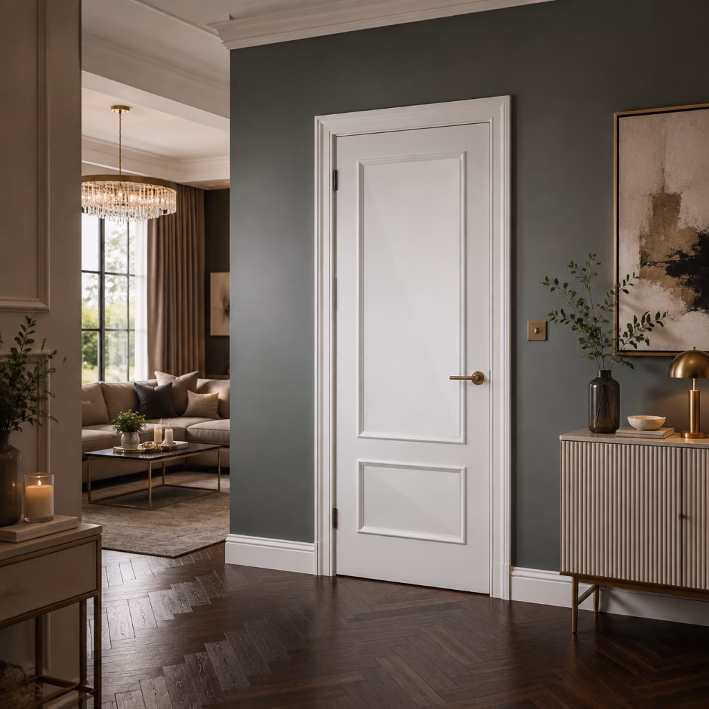 LPD Doors Knightsbridge 2P White Primed 2P Panelled Raised Moulding Solid Engineered Core Internal Door lifestyle