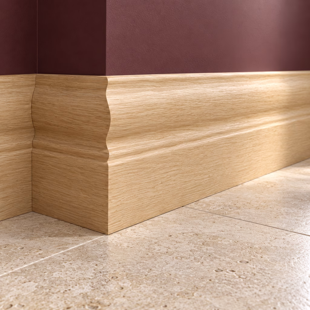 LPD Ferrol Oak Decorative Edge Unfinished Oak Veneer Skirting Board