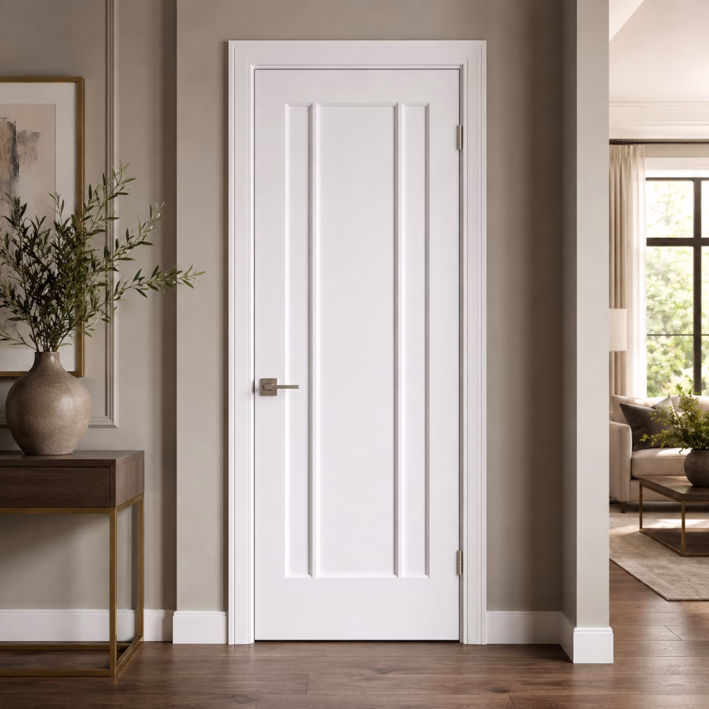 LPD Lincoln White Primed Large Inset Panel Decorative Vertical Bars Solid Engineered Internal Door lifestyle