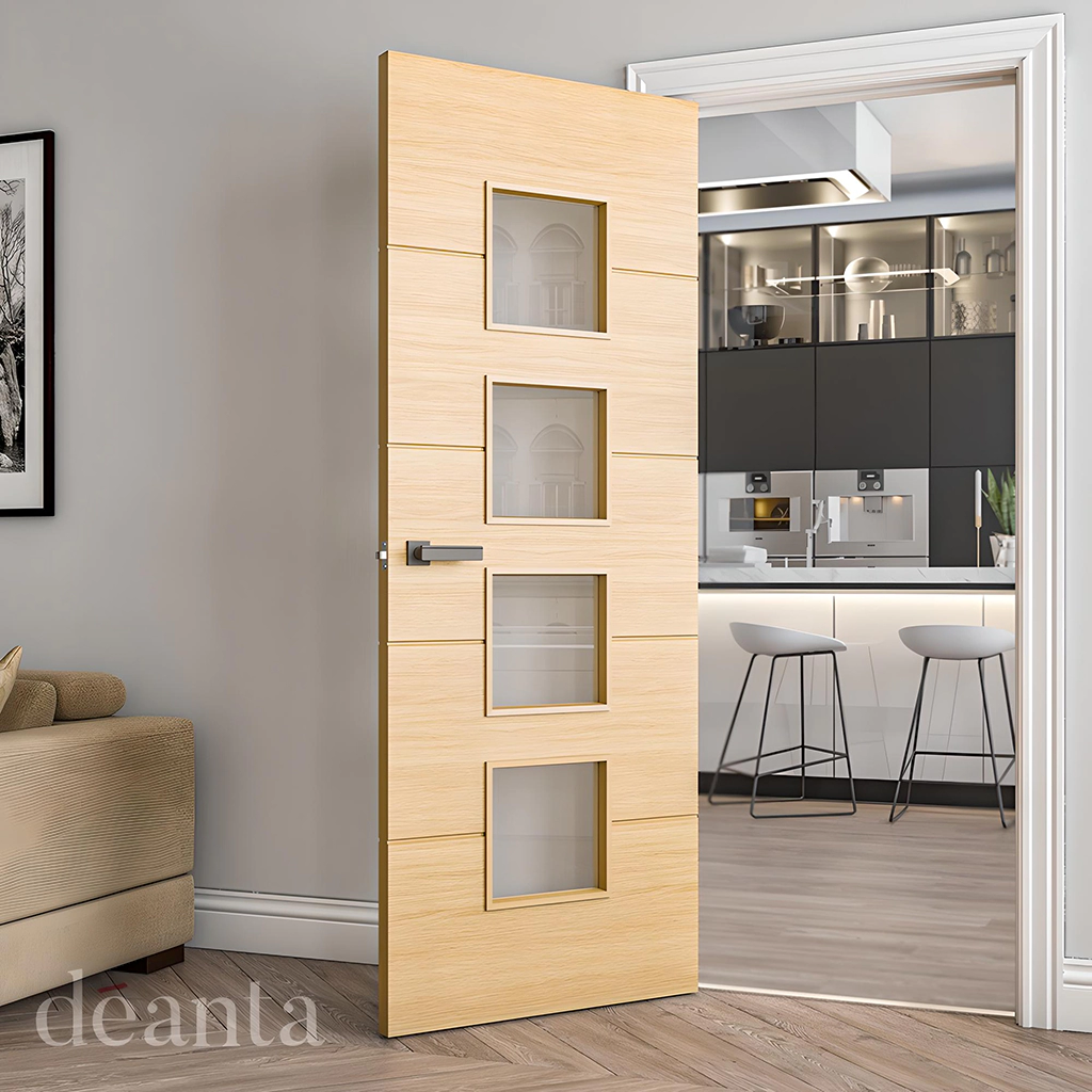 Deanta Augusta Prefinished Oak Glazed Fire Door FD30 lifestyle