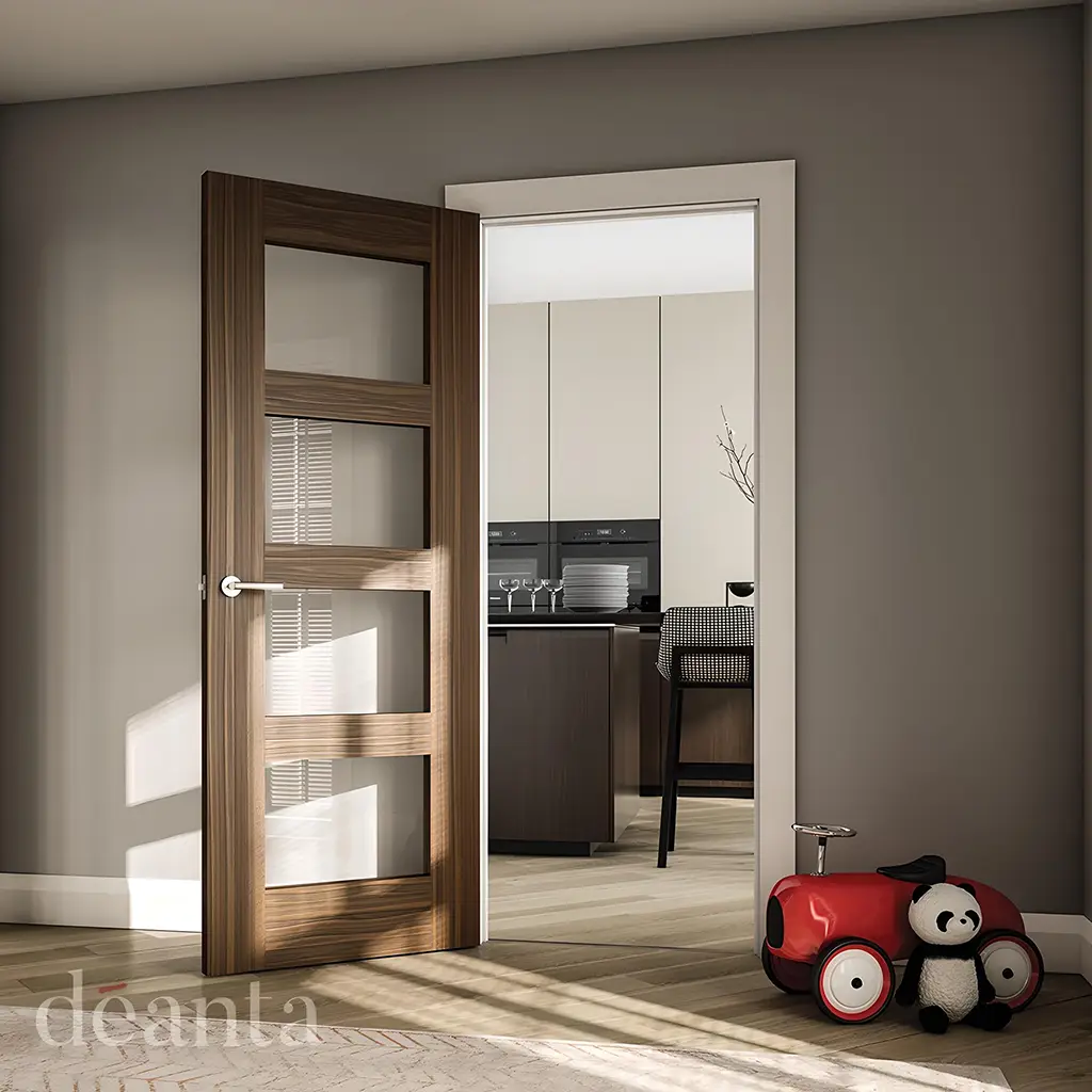 Deanta Coventry Prefinished Walnut Glazed Fire Door FD30