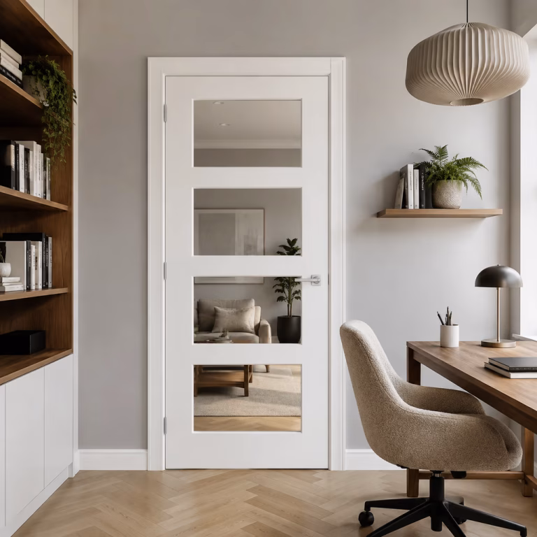 Deanta Coventry White Primed Glazed Fire Door FD30