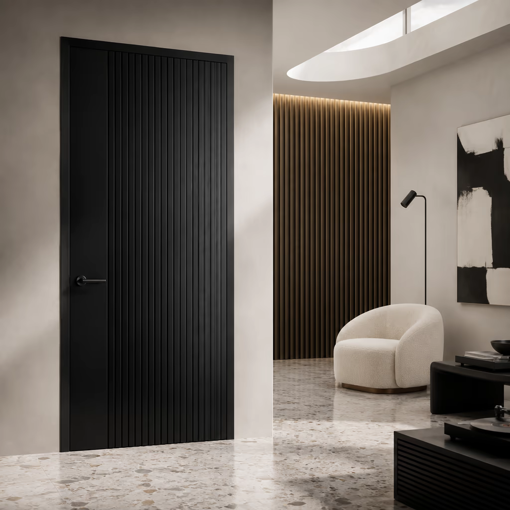 Deanta Malmo Black Prefinished Fire Door FD30 lifestyle