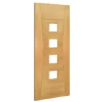 Deanta Pamplona Prefinished Oak Glazed Fire Door FD30 Angled